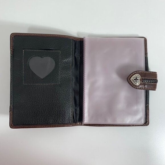Brighton Brown & Black Leather Photo Book w/ Silver Heart Accent Snap Holds 20 - Picture 4 of 6